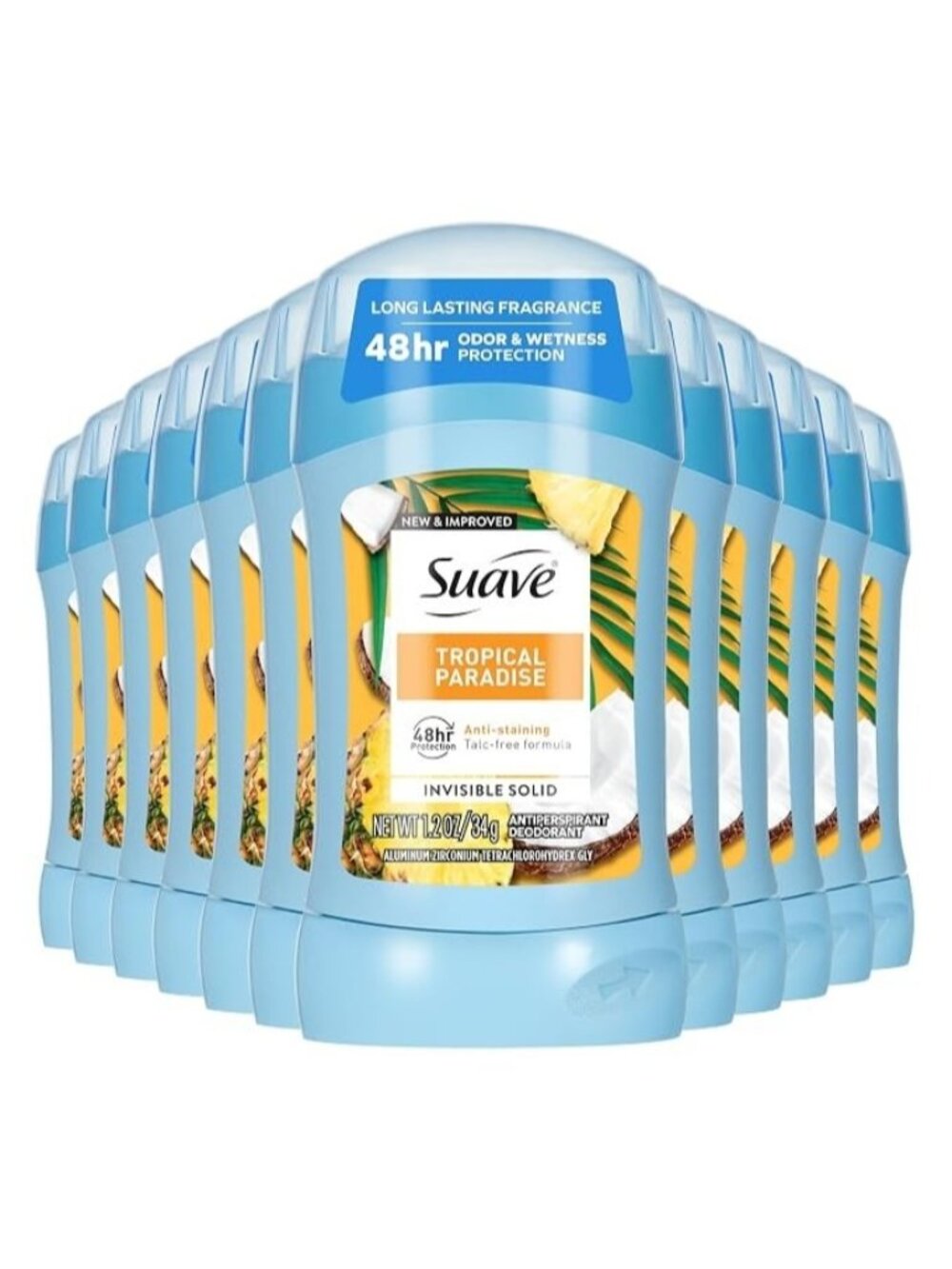 Suave Deodorant Invisible 48hrs Protection Tropical Paradise Pack 12